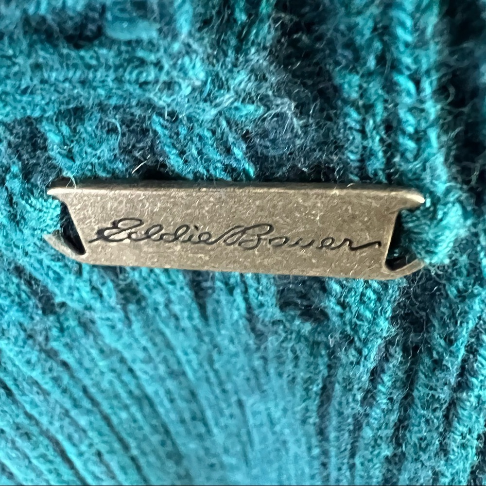 Eddie Bauer Women’s Teal Cable Knit Long Full Zip Sweater. Sz S - Picture 5 of 13